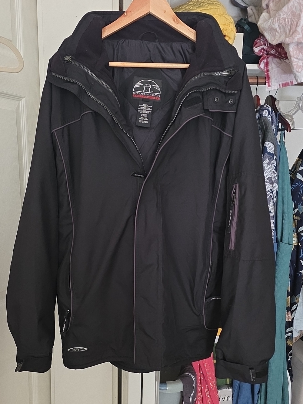 Stormtech Men's Black Performance Jacket with Subtle Purple Trim